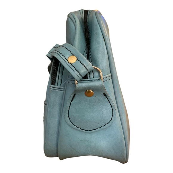 Eldorado  Leather luggage Carry On Blue Shoulder Bag 13x11x7 - Picture 7 of 13